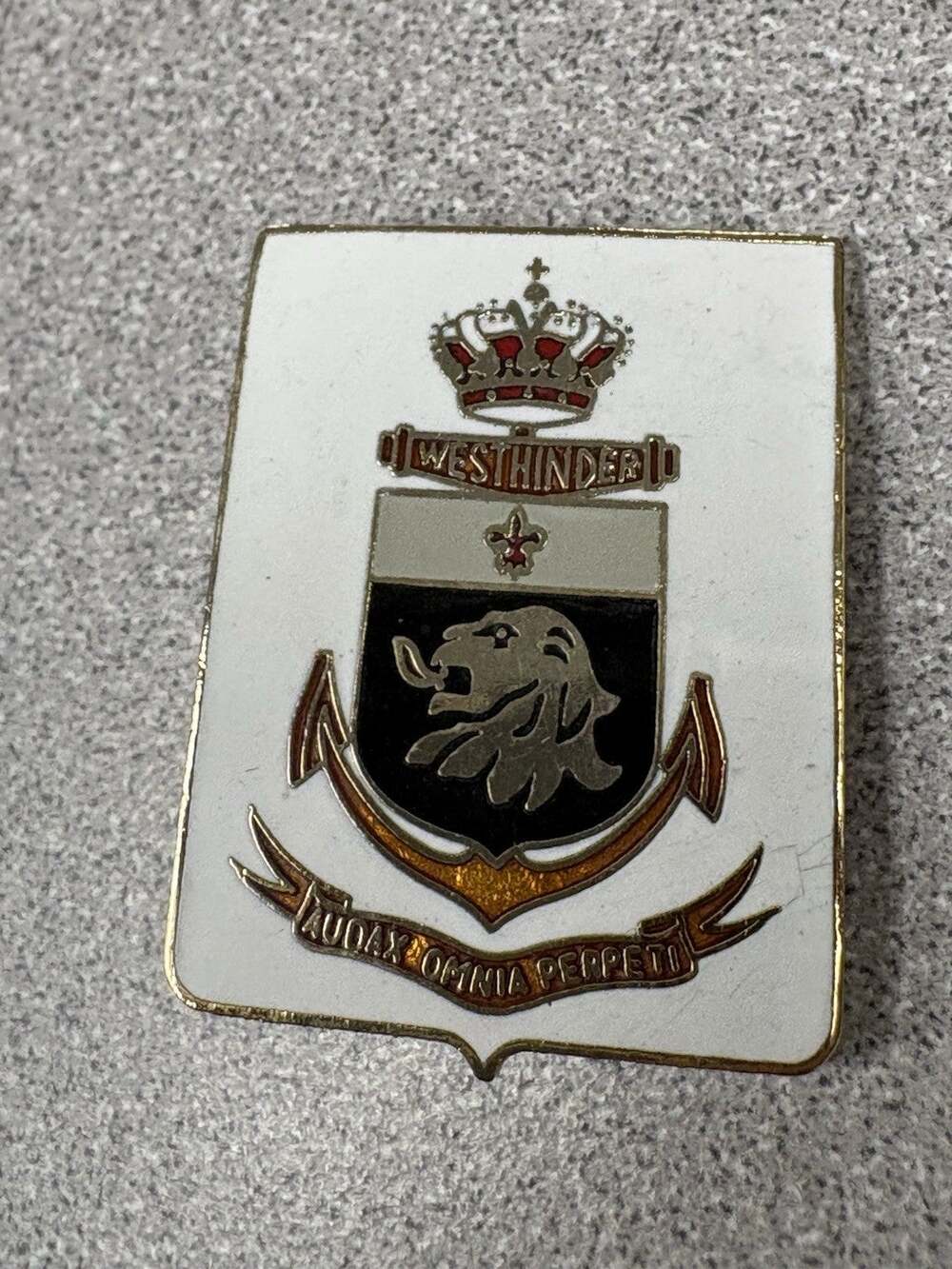 BNS Westhinder Belgian Navy Crest Lapel Pin